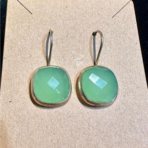 Handmade Aqua Chalcedony Drop Earrings Gold Plated Sterling Silver